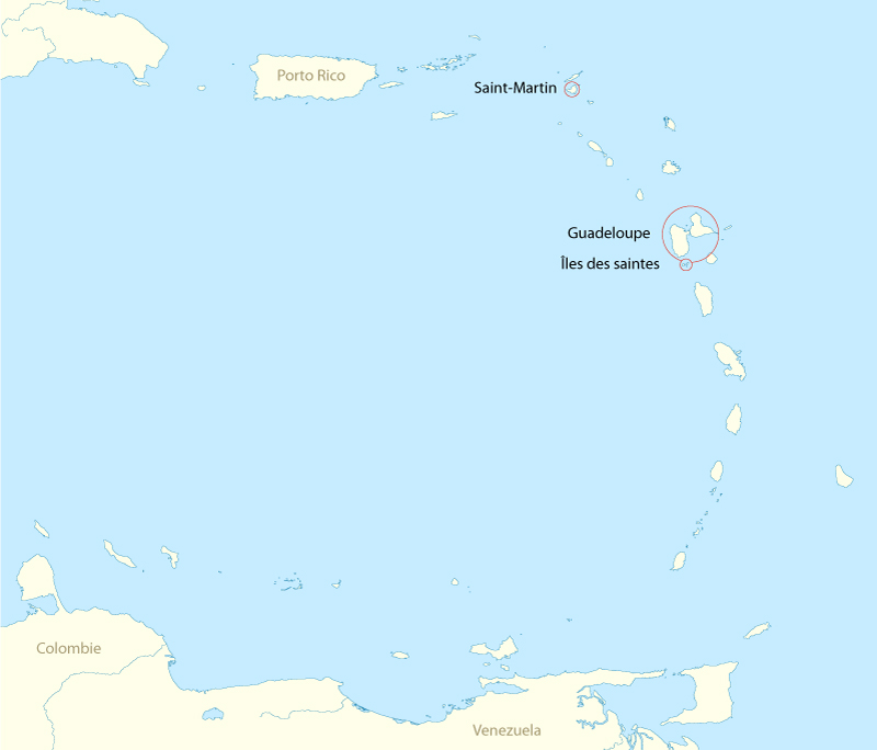 Carte de l'arc des Antilles